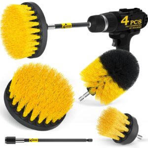 Holikme 4Pack Drill Brush Power Scrubber Cleaning Brush Extended Long Attachment Set All Purpose Drill Scrub Brushes Kit for Grout