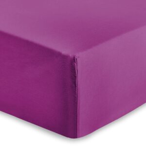 AMEHA King Size Fitted Sheet 25 cm Deep Soft Brushed Microfiber Fabric Easy Care Fade Resistant Fitted Bed Sheets (Purple