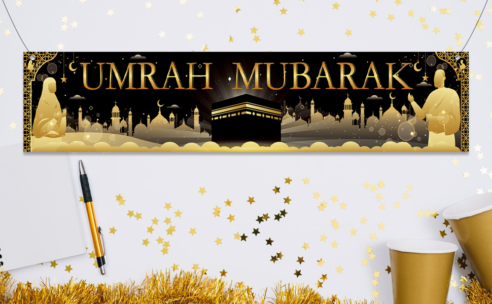 Gold and Black Ramadan Mubarak Backdrop