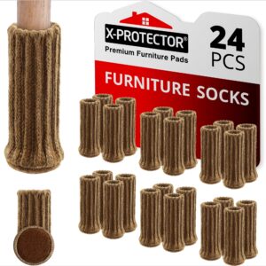 Chair Leg Socks X-PROTECTOR – 24 PCS Furniture Socks – Chair Covers for Legs 25 mm -50 mm - Chair Leg Floor Protectors – Knitted Chair Feet Socks – Shape Doesn't Matter!