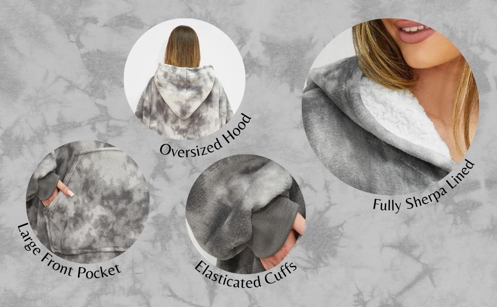 tie dye supersoft hoodie blanket sweatshirt throw fleece