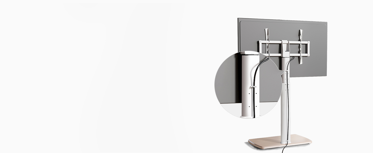 FITUEYES White TV Stand on Wheels Wood for 32 43 45 55 60 65 70 Inch TV, Mobile TV Cart Trolley