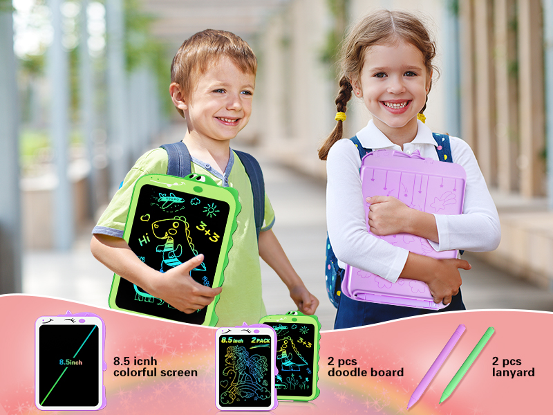 2 Pack LCD Writing Tablet Doodle Board,8.5 Inch Unicorn + Dinosaur Toddler Drawing Pads
