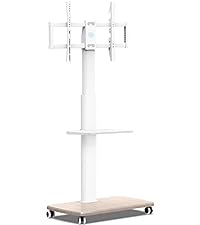 FITUEYES White TV Stand on Wheels
