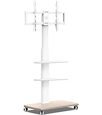 FITUEYE White TV Stand on Wheels
