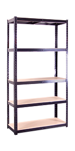 blue corner shelving unit