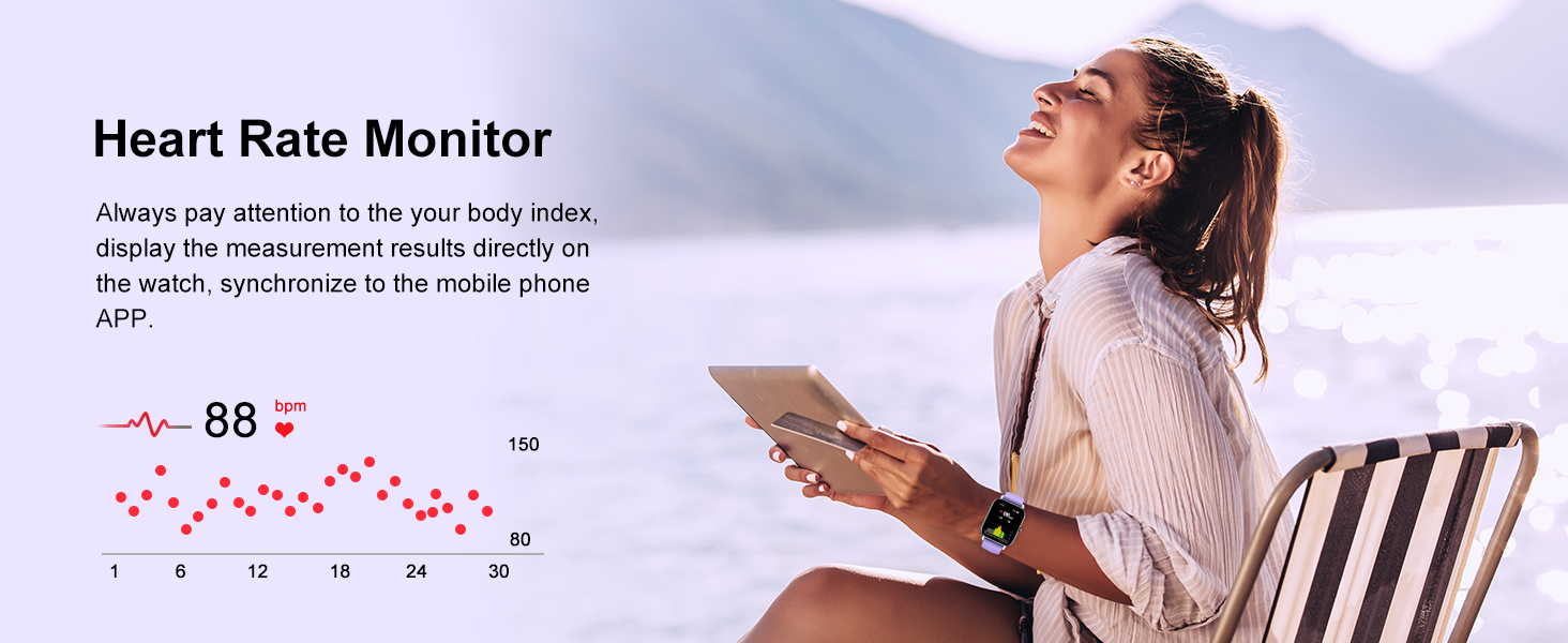 Touch Screen Fitness Watch with SpO2 Heart Rate Sleep Monitor, 60 Sports,