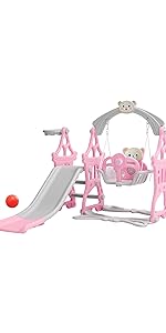 kids slide swing garden slides for kids slide for toddlers age 1-3 toddler swing and slide set