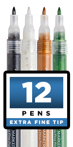 Metallic Paint Pens for Rock Painting, Stone, Ceramic, Glass, Wood, Fabric