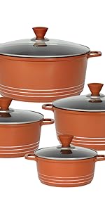 5pc stockpot set non stick copper