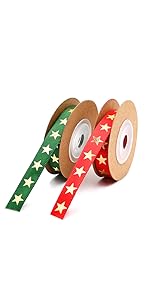 2pcs gold star red green ribbon