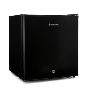 Subcold Cave50 LED Solid Door Beer Fridge for Wine & Drinks | Mini Fridge Chiller with Can Dispenser | Lockable Mini Fridge for Bedrooms Quiet | Small Fridge Frost-Free Larder (Black)            [Energy Class F]