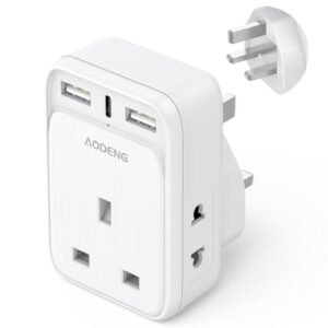 AODENG Multi Plug Adaptor with 3 USB(1 Type C & 3 USB Ports)