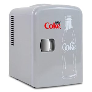 Koolatron Diet Coke Mini Fridge for Bedrooms| 4L 6 Can 12V Compact Refrigerator for Snacks Lunch Drinks| Portable Personal Cooler/Warmer for Desktop Home Office Car Kids Travel Camping