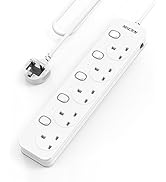 Mscien 5M Extension Lead with USB Slots, 4 Way 3 USB Extension Socket with Individual Switches Mo...