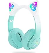 Wireless Headphones Kids,SENCU Cat Ear LED Light Up Foldable Kids Bluetooth Headphone,HD Stereo S...