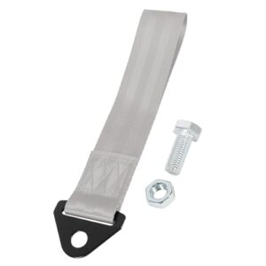 Partuto 1pc Tow Hook Bumper Trailer Belt Strap Universal - Nylon Grey