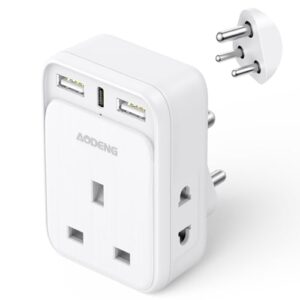 AODENG UK to India Plug Adapter