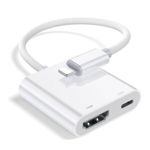 HDMI Digital AV Adapter for iPhone and iPad [MFi Certified] Lightning Digital Adapter HDMI HD 1080P Video & Audio Sync Screen Cable Converter for iPhone/iPad/HDTV/Projector/Monitor