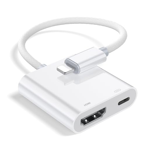 HDMI Digital AV Adapter for iPhone and iPad [MFi Certified] Lightning Digital Adapter HDMI HD 1080P Video & Audio Sync Screen Cable Converter for iPhone/iPad/HDTV/Projector/Monitor