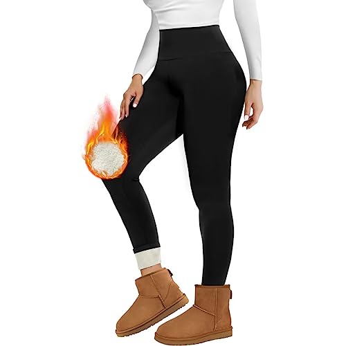 TNNZEET Fleece Lined Leggings Women UK High Waisted Thermal Leggings Womens in Winte