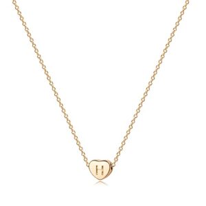 Jenosy Tiny Gold Initial Heart Necklace 18K Gold Plated Handmade Clavicle Chain Necklace Dainty Personalized Letter Heart Choker Necklace A-Z Gifts for Women Girls Necklace Jewelry