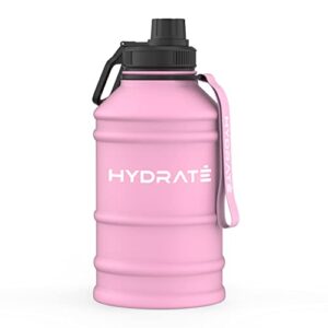 HYDRATE Stainless Steel 1.3 and 2.2 Litre Water Bottle - Various Colour Options - BPA-free Metal Gym Water Bottle - Convenient Nylon Carrying Strap and Leak-Proof Screw Cap