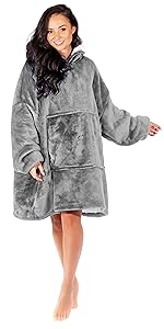 hoodie blanket hood over size jumper women sweat men fleece snuggle comfort super soft smooth wear