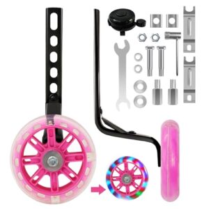 CycForge Bike Stabilisers for childs Bikes - Equipped with Flashing Quiet Wheels - Compatible with 12 14 16 18 20 Inch Kids' Variable Bicycles & Single-Speed Bikes.