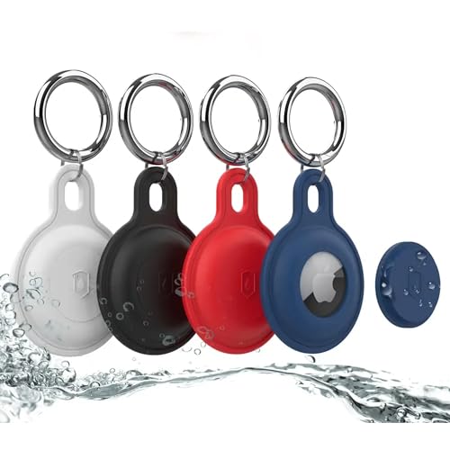 4 Pack Waterproof Silicone Protective AirTag Case for Apple AirTags Keychain - Anti Fall