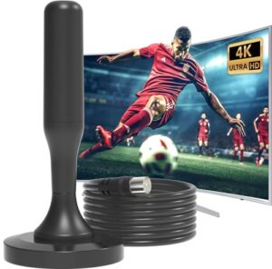 Indoor TV Aerial - Digital TV Aerial Indoor with Powerful Magnetic Base - 360° Long Range Reception