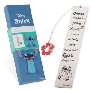 Disney Metal Bookmarks for Women with Gift Box Teens Stitch Metal Bookmark with Inspirational Quote and Charm - School University Graduation Reading Stitch Gift Box Stocking Fille