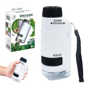 Mini Labsters Minilabsters Microscope Kids 60x-120x Pocket Microscope for Kids Handheld Portable Microscope with LED Light for Experime
