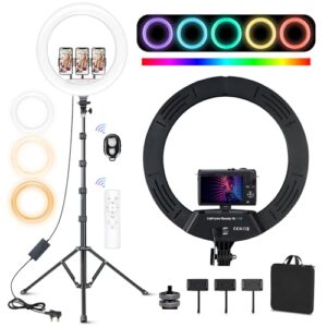 Ekasoco 18 inch LED Ring Light with Tripod Stand & 3 Phone Holder