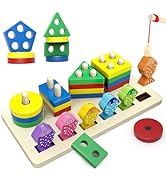 OSLINE Montessori Wooden Shape Sorter Stacking Toys