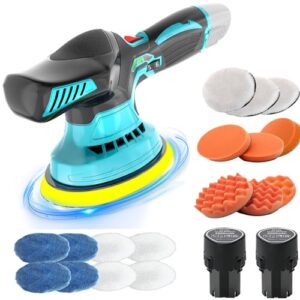 Cordless Buffer Polisher for car Detailing - 145mm Cordless Polisher 6 Speed polishing Waxer Machine Kit for Car Detailing polishing(2 × 12V Lithium Rechargeable Battery)