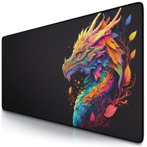 TITANWOLF - XXL Mouse Mat - Mouse Pad 900 x 400 x 3mm –Speed Gaming Mouse Pad - Extra Large MousePad - Table Mat Large Size - Improved Precision and Speed – Design Color Drago