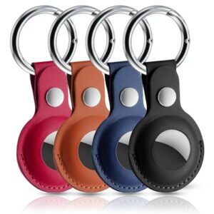 ROYALE LUXE AirTag Holder Keyring - [4 Pack] Premium Leather Design for Keys