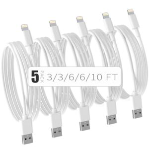 iPhone Charger Cable [MFi Certified] 5Pack(3/3/6/6/10 FT) Long Lightning Cable Fast Charging Cord iPhone Charging Cable Compatible iPhone 14/14 Pro/Max/13/12/11 Pro Max/ XR XS Mini 8 7 Plus iPad