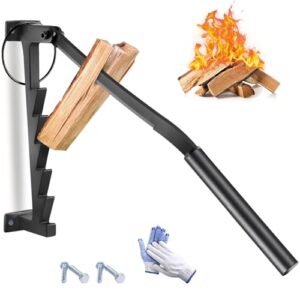 Wall Mounted Log Splitter Wood Splitter Kindling Splitter Firewood Splitter with 2 Detachable Handles
