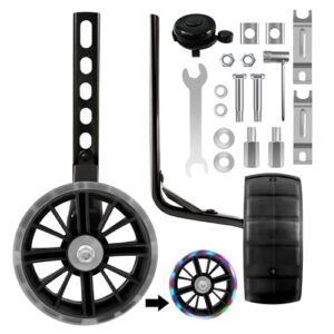CycForge Bike Stabilisers for childs Bikes - Equipped with Flashing Quiet Wheels - Compatible with 12 14 16 18 20 Inch Kids' Variable Bicycles & Single-Speed Bikes.