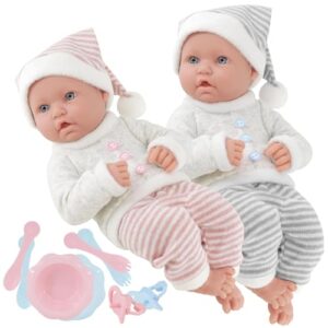 Bibi Doll Twin Baby Dolls Boy and Girl Dolls with Dummies Feeding Set Kids Role Play Toys Baby Doll Accessories Babies Gift Se