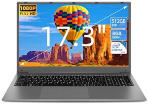 SGIN 17.3 Inch Laptop 8GB DDR4 512GB SSD (TF 512GB)