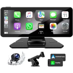 Wireless Car Stereo for Apple Carplay Android Auto with 1080p Backup Camera Portable 6.86" Touch Screen Car Play Screen GPS Navigation Bluetooth Hands Free Call MirrorLink/Siri/FM/Aux