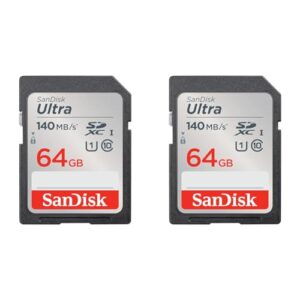SanDisk 64GB Ultra SDXC card up to 140 MB/s with A1 App Performance UHS-I Class 10 U1 (Pack of 2)