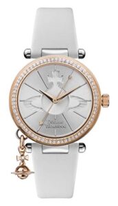 Vivienne Westwood Orb Pastelle Ladies Quartz Watch with Silver Dial & White Leather Strap VV006RSWH