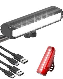 Neialla Bike Lights Front and Back 9000 Lumens Super Bright 8 Hours Running Time 5+5 Modes Bike Lights IPX5 Waterproof Rechargeable Bike Lights Set 6 LED Bicycle Lights for Road Mountain Night Riding