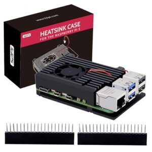 GeeekPi Raspberry Pi 5 Armour Heatsink Case/Raspberry Pi 5 Aluminium Alloy Passive Cooling Case with PWM Cooling Fan for Raspberry Pi 5 4GB / 8GB