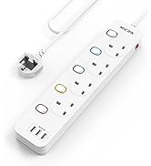 Multi Plug Extension 3 Way 3 USB with Flexible Plug, Mscien Individual Switched Socket Extension ...