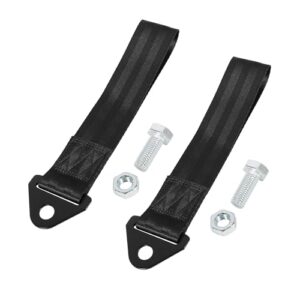 A ABSOPRO Car Tow Hook Bumper Trailer Belt Strap Universal Black (Set of 2)